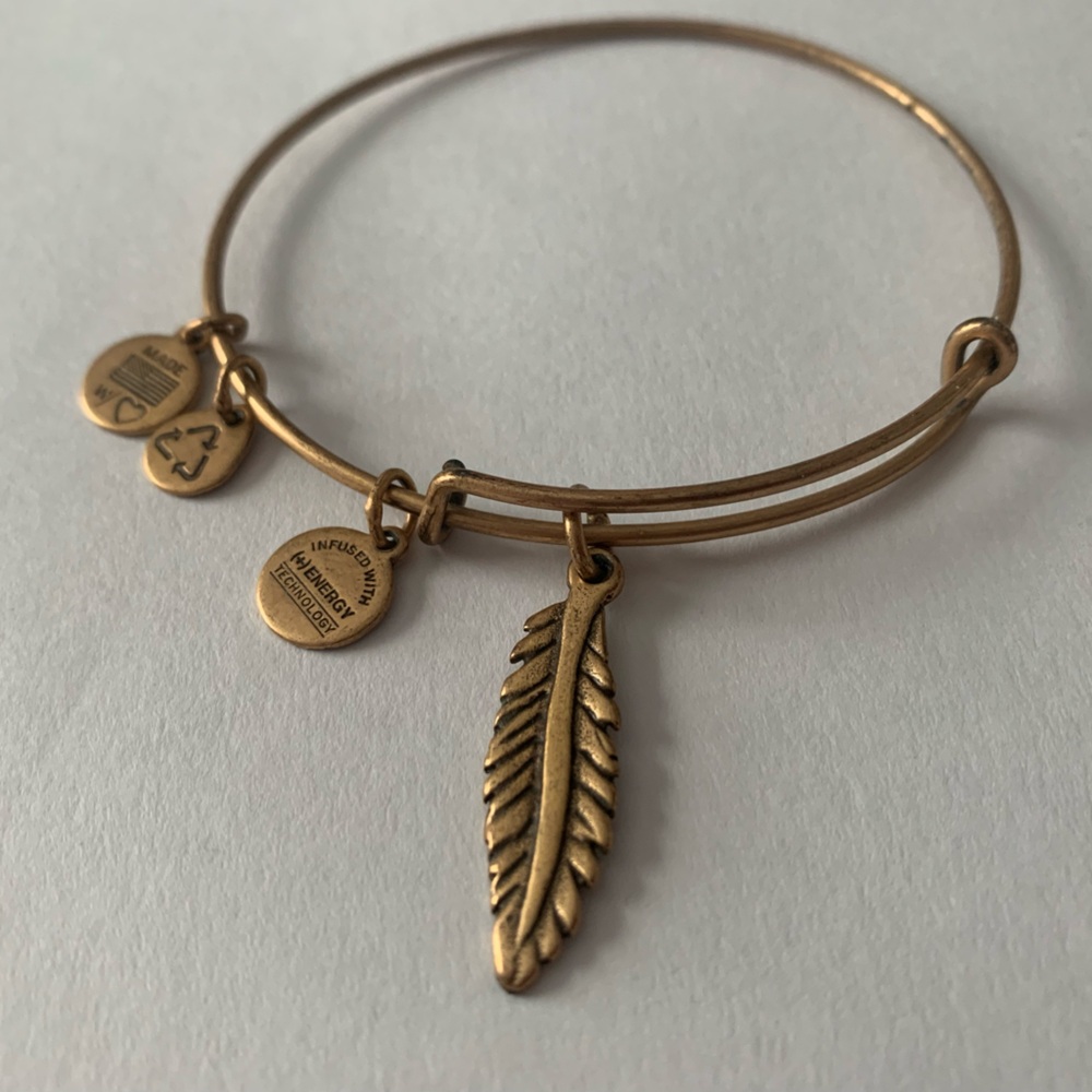 Alex and Ani Gold Colored Feather Bangle